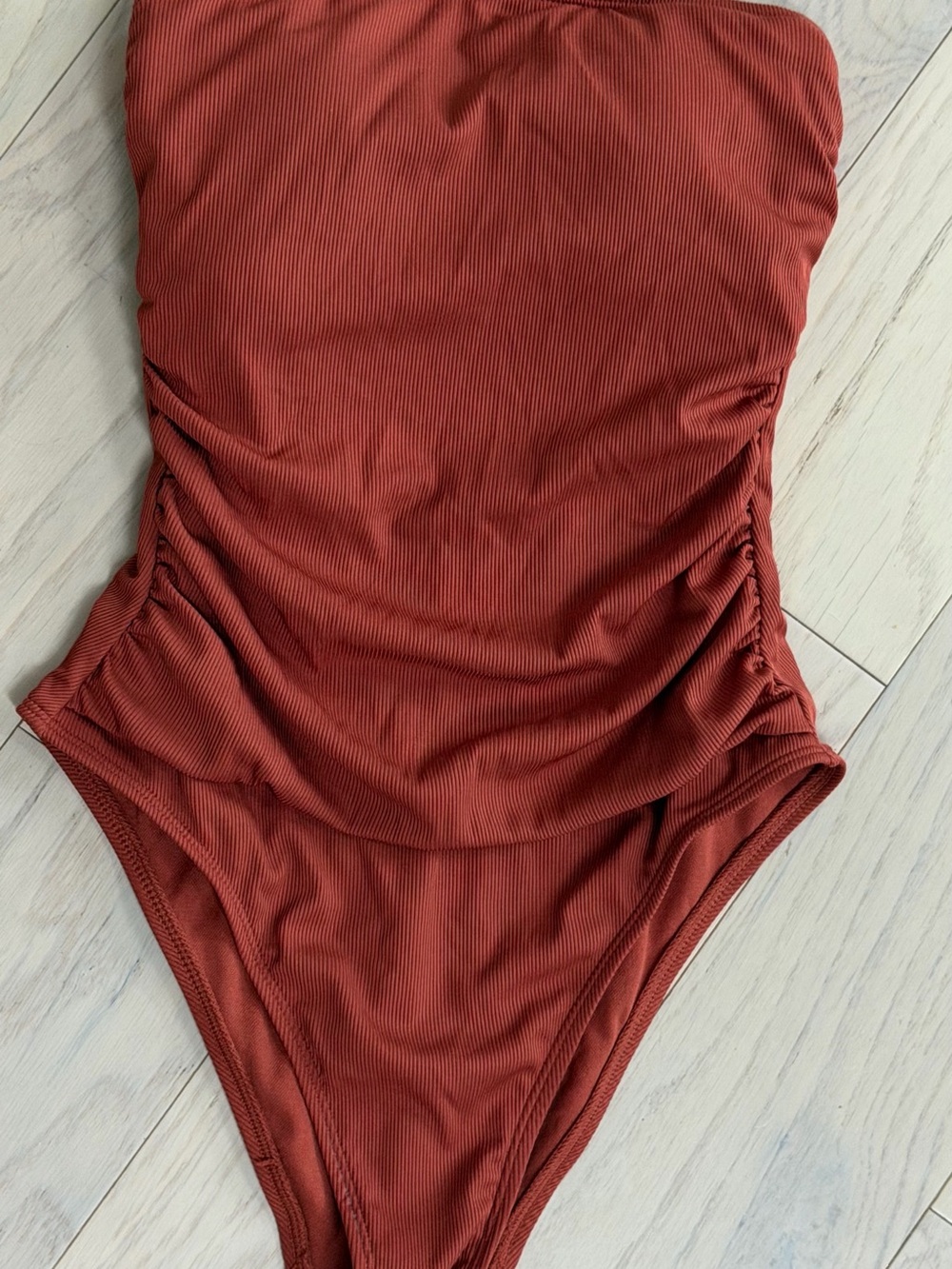 Shade & Shore Rust Ribbed One-Piece Swimsuit Size XS